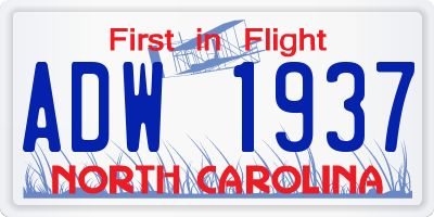 NC license plate ADW1937