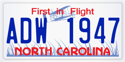NC license plate ADW1947