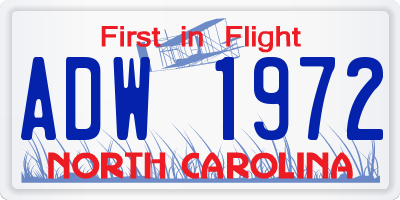 NC license plate ADW1972
