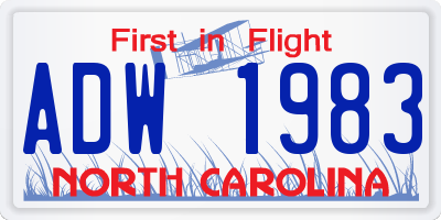 NC license plate ADW1983