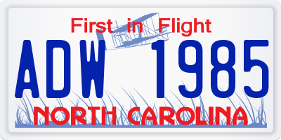 NC license plate ADW1985