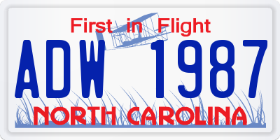 NC license plate ADW1987