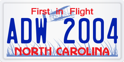 NC license plate ADW2004