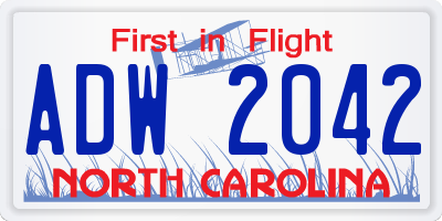 NC license plate ADW2042