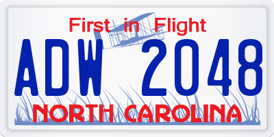 NC license plate ADW2048