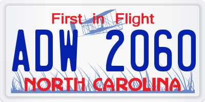 NC license plate ADW2060
