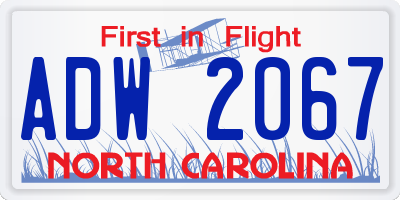 NC license plate ADW2067