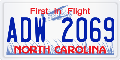 NC license plate ADW2069