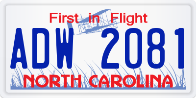 NC license plate ADW2081