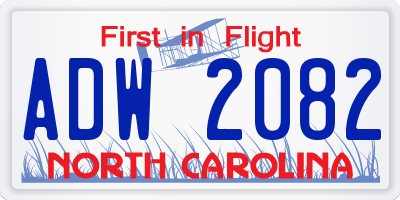 NC license plate ADW2082