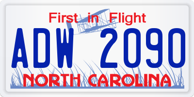 NC license plate ADW2090