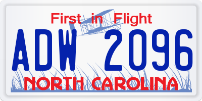 NC license plate ADW2096