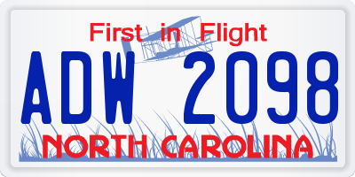 NC license plate ADW2098