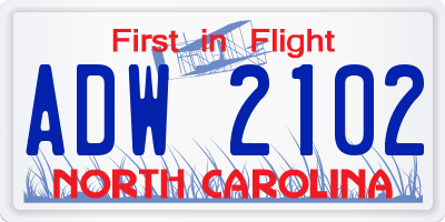 NC license plate ADW2102