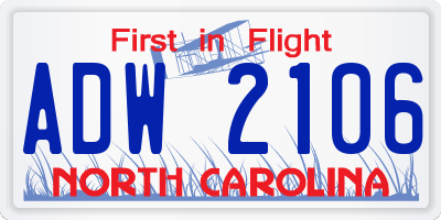 NC license plate ADW2106