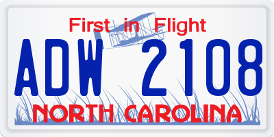 NC license plate ADW2108