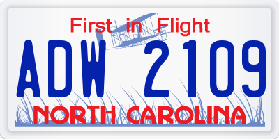 NC license plate ADW2109