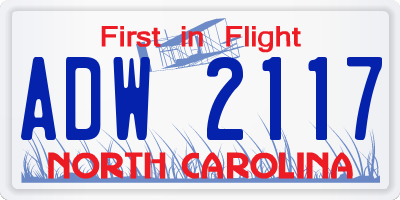 NC license plate ADW2117
