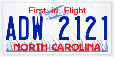 NC license plate ADW2121