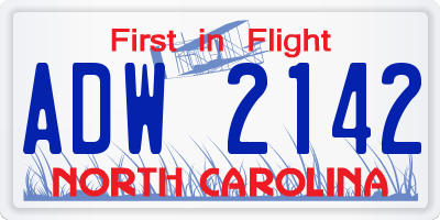 NC license plate ADW2142