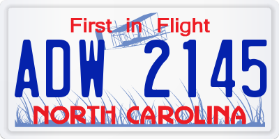 NC license plate ADW2145