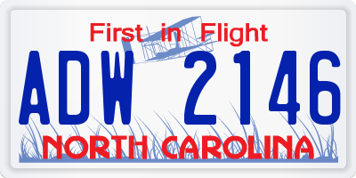NC license plate ADW2146