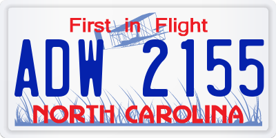 NC license plate ADW2155