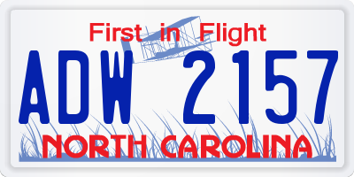 NC license plate ADW2157