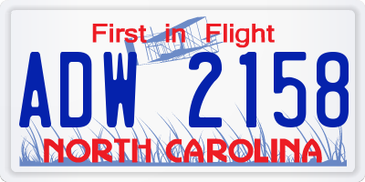 NC license plate ADW2158