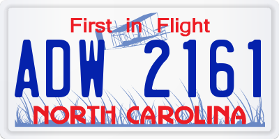 NC license plate ADW2161