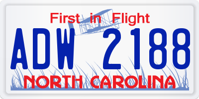 NC license plate ADW2188