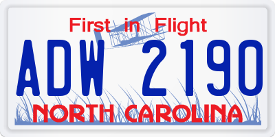 NC license plate ADW2190