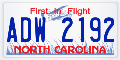 NC license plate ADW2192