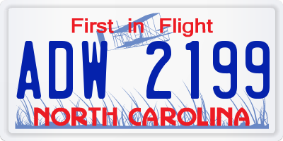 NC license plate ADW2199
