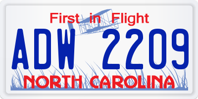 NC license plate ADW2209