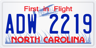 NC license plate ADW2219