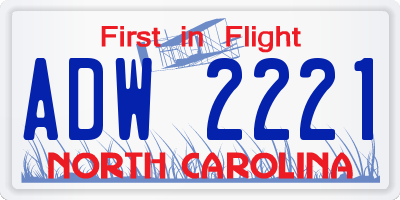 NC license plate ADW2221