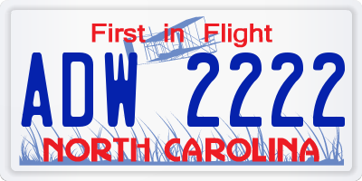 NC license plate ADW2222