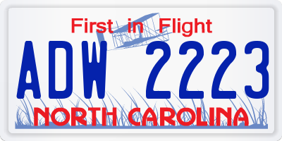 NC license plate ADW2223