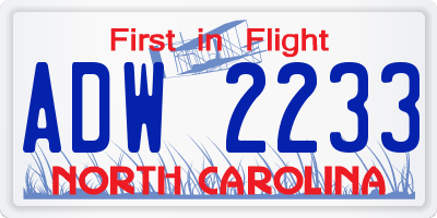 NC license plate ADW2233