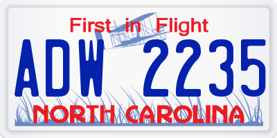 NC license plate ADW2235