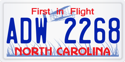 NC license plate ADW2268
