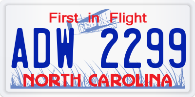 NC license plate ADW2299