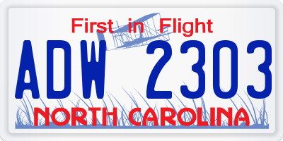 NC license plate ADW2303