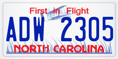 NC license plate ADW2305
