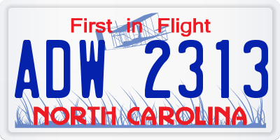 NC license plate ADW2313