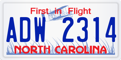 NC license plate ADW2314