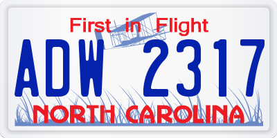 NC license plate ADW2317