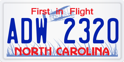 NC license plate ADW2320