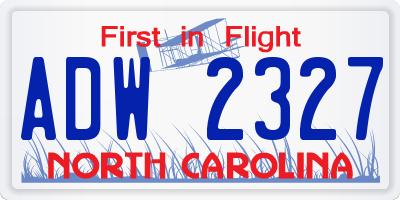 NC license plate ADW2327